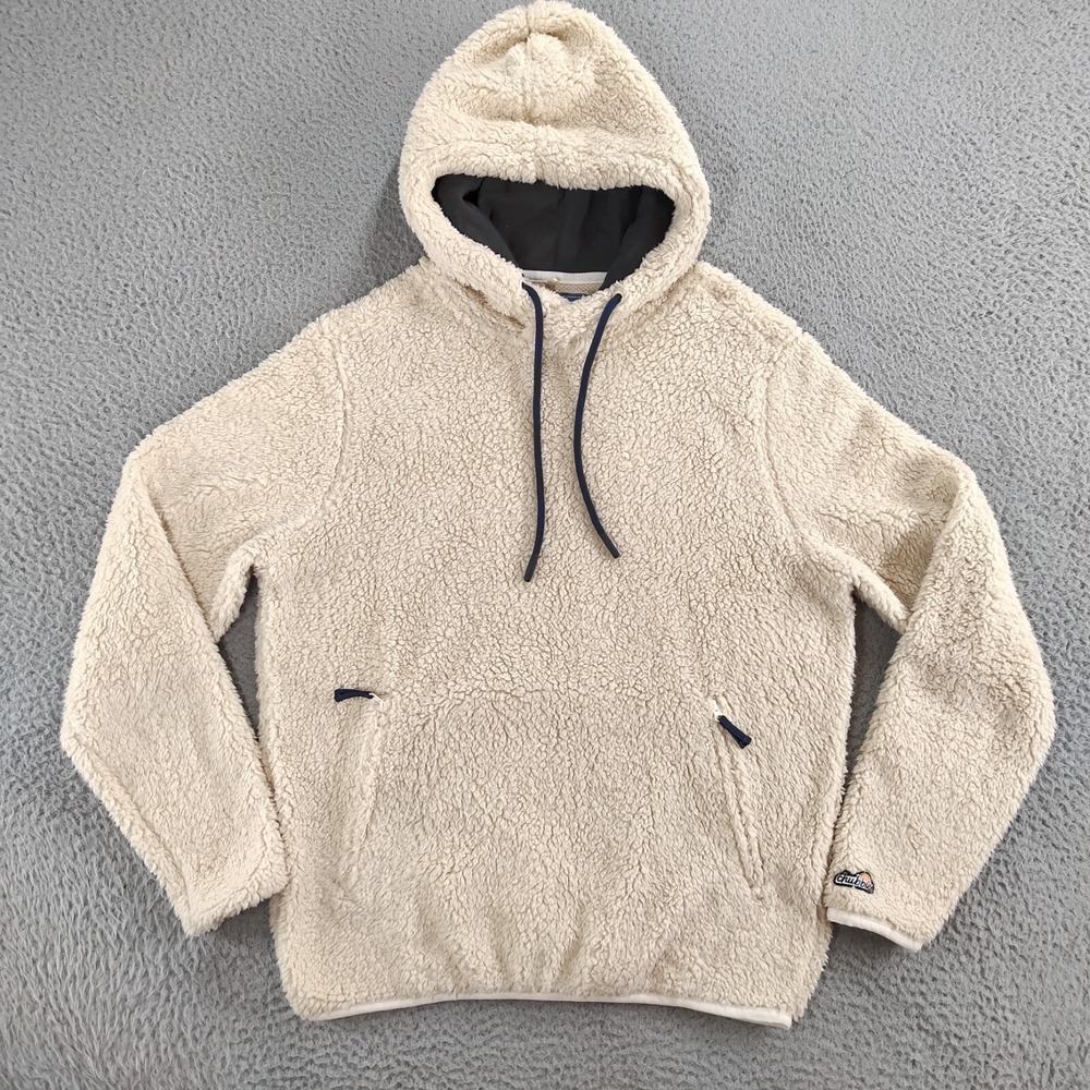 Chubbies Hoodie Mens Small Beige Sherpa Fleece The Snow Day High Pile Pullover